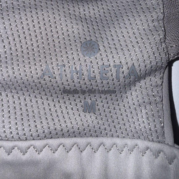Athleta Empower Gray Full Zip Front Racerback Sports Bra Support M Reflective - Picture 5 of 7
